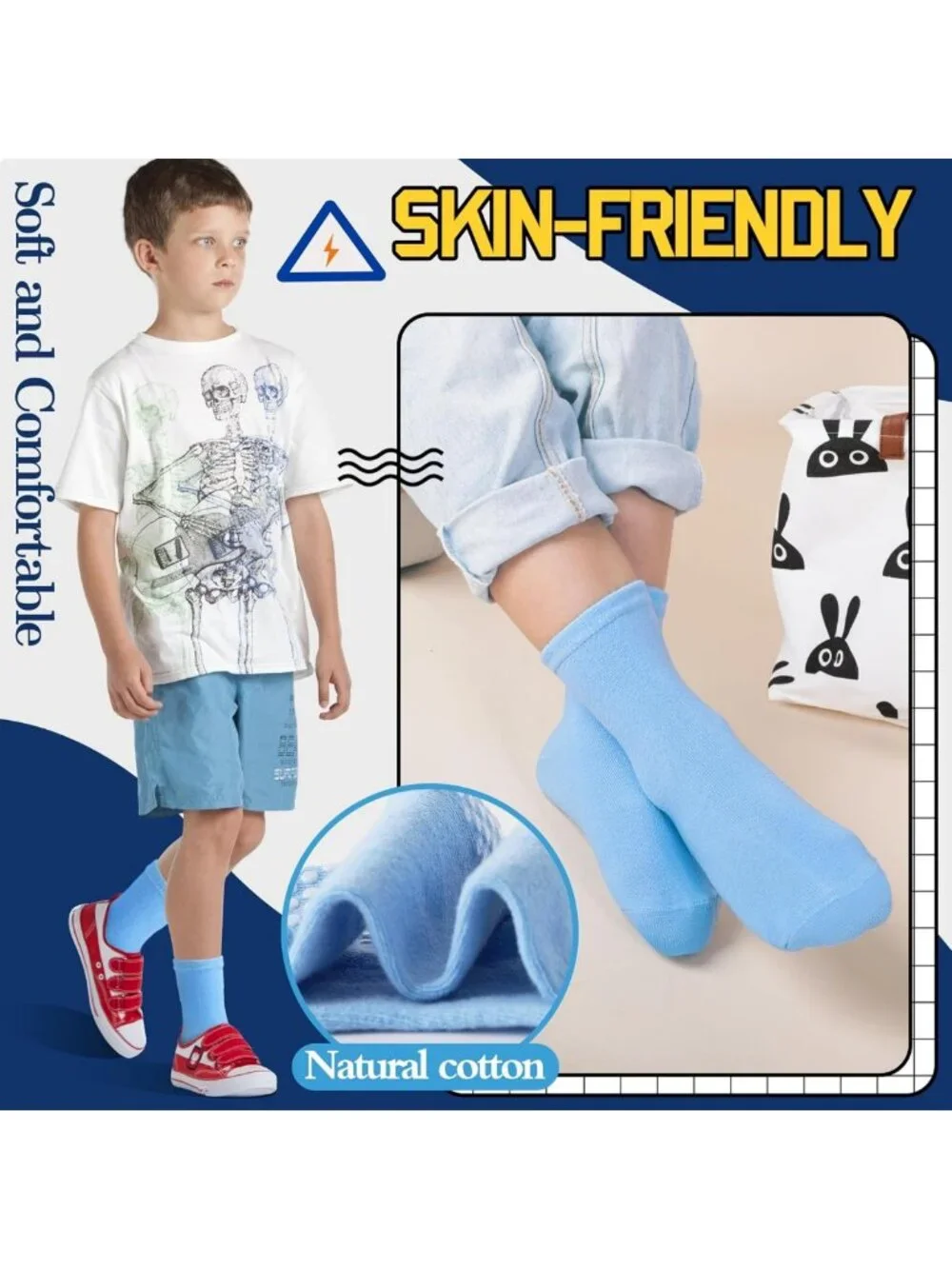 12 Pairs Baby Boys Anti-Slip Cartoon Crew Socks - Breathable Cotton for Toddlers